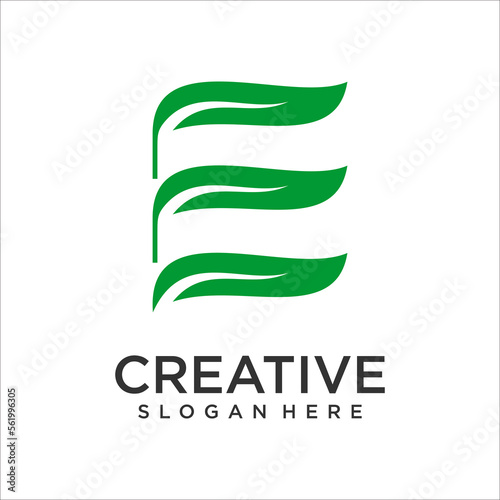 Letter  EWith Eco Nature Logo Design Template Vector photo