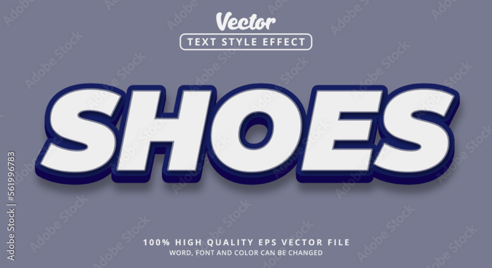 Editable text effect, Shoes text with modern style and classic and color blue and white