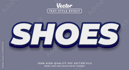 Editable text effect, Shoes text with modern style and classic and color blue and white