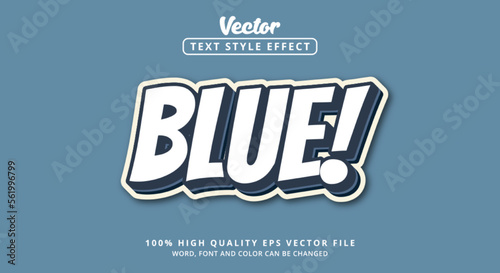 Editable text effect, Blue text with vintage color style and layered and style modern