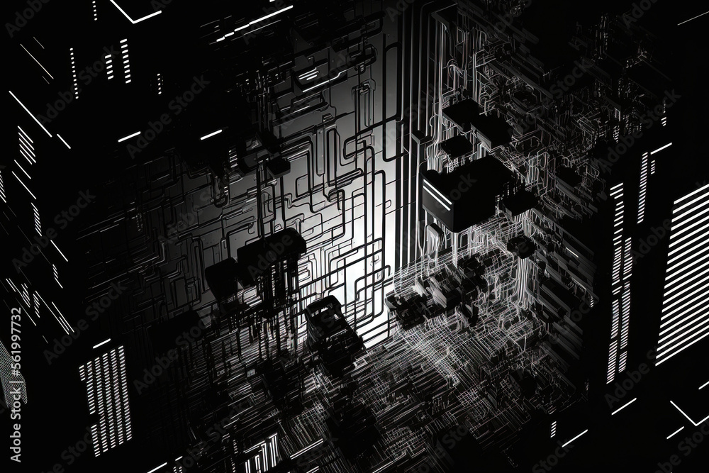 Background in monochrome with interlaced digital jitter and distortion. Future inspired cyberpunk style. cyber punk, rave DJ techno, retro futurism, and neon color scheme. Generative AI