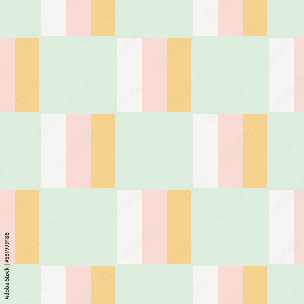 Hand painted stripes forming colorful cubes in a subtle color palette of off white, light pink, light yellow and mint green. Great for home decor, fabric, wallpaper, gift-wrap, stationery.

