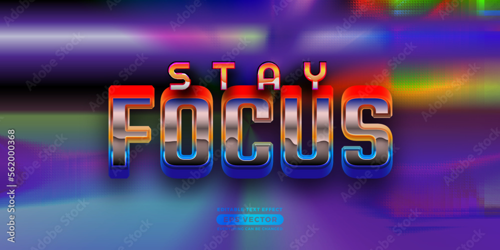 Stay focus editable text style effect in retro style theme ideal for poster, social media post and banner template promotion Stay focus editable text style effect in retro style theme ideal for poster, social media post and banner template promotion
