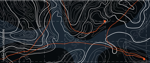 Abstract line art background vector. Mountain topographic terrain map grid background with abstract lines texture. Design illustration for wall art, fabric, packaging, web, banner, app, wallpaper.