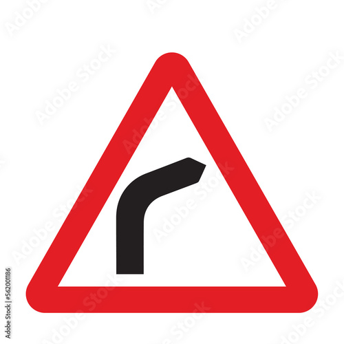 Significant bends or changes of direction in the road sign in a red triangle with black sign and traffic sign. UK and USA road sign with white background. Common traffic signs and symbol in the road.
