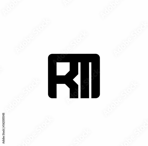 rm mr t m initial letter logo isolated on white background