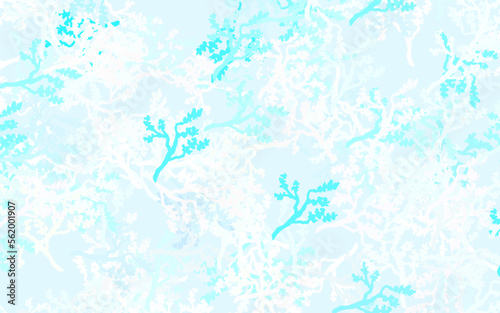 Light BLUE vector doodle pattern with leaves  branches.