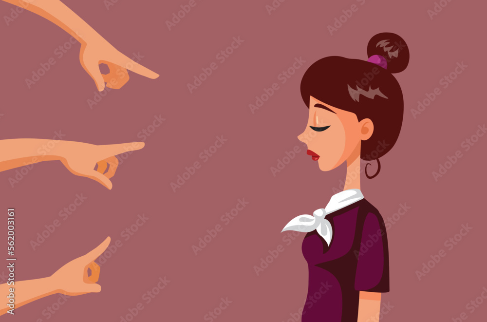 People Blaming Young Woman for Societal Problems Vector Illustration. Society victim blaming out of sexist perspective on women’s rights
People Blaming Young Woman for Societal Problems Vector Illustration. Society victim blaming out of sexist perspective on women’s rights