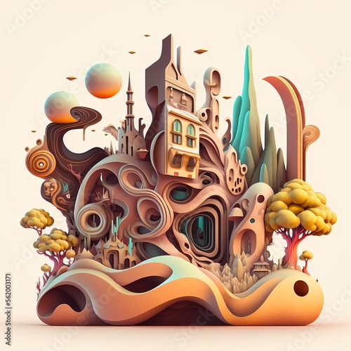 background designFantasy 3D Surreal Worlds of Retro Futuristic Adventures, Whimsical Creatures, Dreamy Tiny Homes, and Punk Rock Rebels – A Unique Fusion of Sci-Fi, Urban Streetwear & Digital Art photo