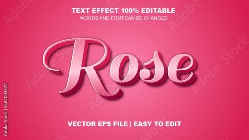 3D Pink rose editable text effect template