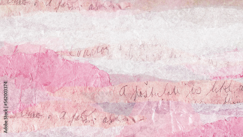 Valentine's Day scrapbook background texture with copy space. Also available as an animation - search for 197515532 in Videos. Pink paper collage. Romance background, suitable for romantic concepts.