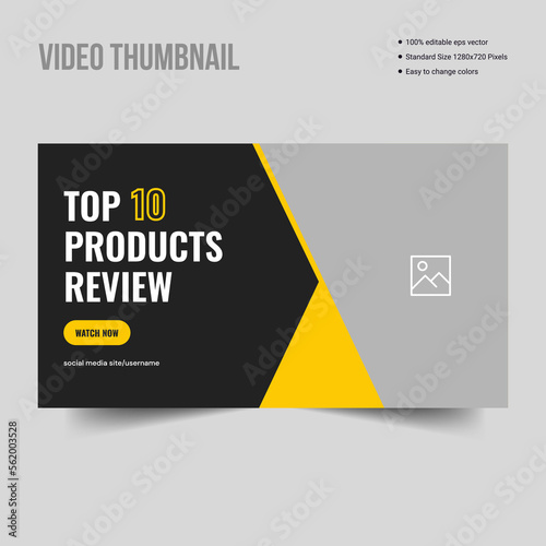 Online products video thumbnail template design, illustration, vector, eps 10 design template for video cover