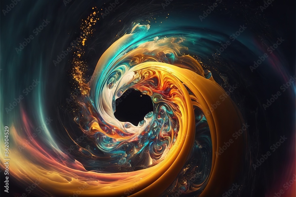 a computer generated image of a black hole in a colorful swirl of ...