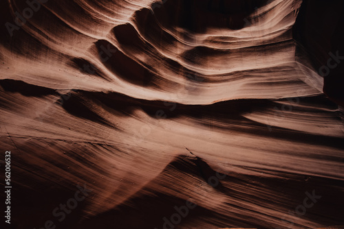 Glowing colors of Upper Antelope Canyon, the famous slot canyon in Navajo reservation near Page, Arizona, USA