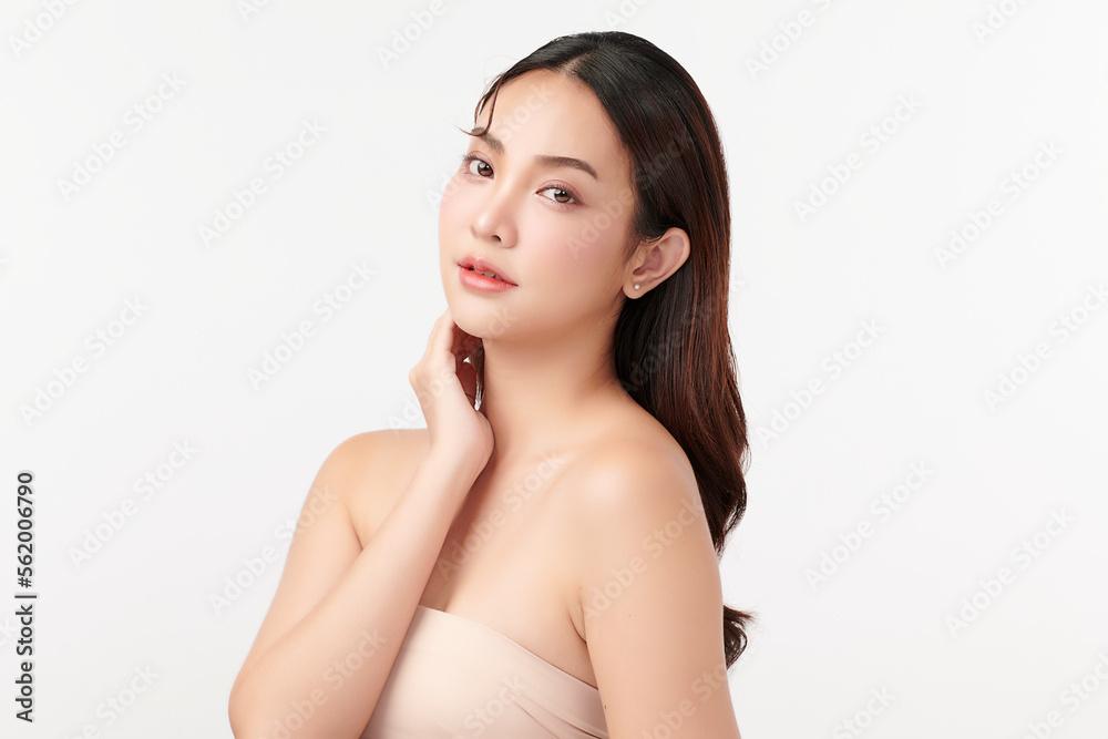 Beautiful young asian woman with clean fresh skin on white background, Face care, Facial treatment, Cosmetology, beauty and spa, Asian women portrait. Beautiful young asian woman with clean fresh skin on white background, Face care, Facial treatment, Cosmetology, beauty and spa, Asian women portrait.