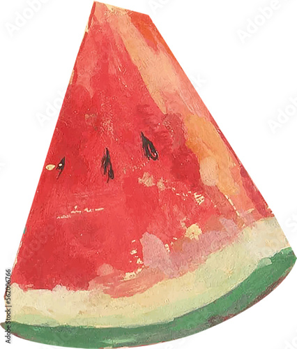 Watermelon Slice Watercolor Gouache illustration