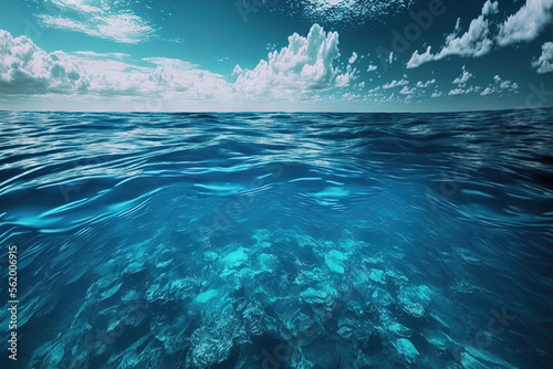 perfect ocean water and sky. Generative AI