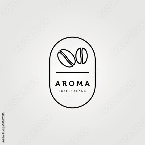aroma coffee beans line art logo vector illustration design