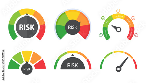 Mileage needle measures the level of business risk. concept of risk management before investing photo