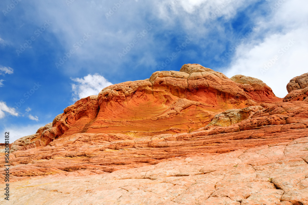 Mindblowing shapes and colors of moonlike sandstone formations in White Pocket, Arizona, USA.