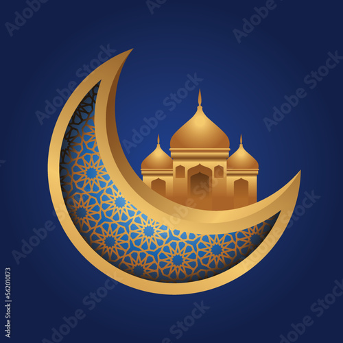 Islamic crescent moon mosque ramadan kareem illustration