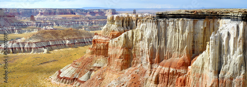 Fotografía Stunning view of white striped sandstone hoodoos in Coal Mine Canyon near Tuba city, Arizona, USA