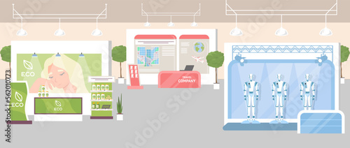 Various exhibit booths vector trade area interior