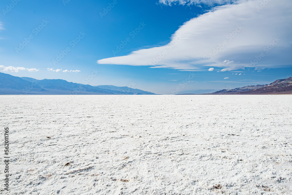 Salt crust in Badwater Basin, the lowest point in north America, Death Valley, California, USA