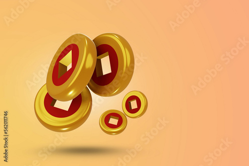 Chinese New Year with 3D logo icon for Background  Card Greeting Banner Template or logo icon for Web and App Gong Xi Fa Cai