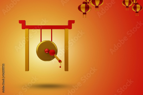 Chinese New Year with 3D logo icon for Background  Card Greeting Banner Template or logo icon for Web and App Gong Xi Fa Cai