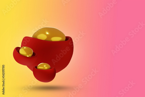 Chinese New Year with 3D logo icon for Background  Card Greeting Banner Template or logo icon for Web and App Gong Xi Fa Cai