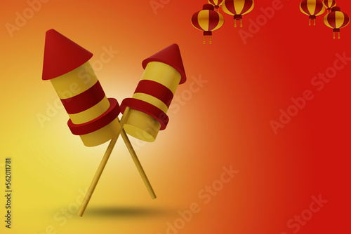 Chinese New Year with 3D logo icon for Background  Card Greeting Banner Template or logo icon for Web and App Gong Xi Fa Cai