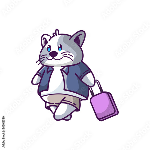 Illustration of hamster traveling or vacation vector