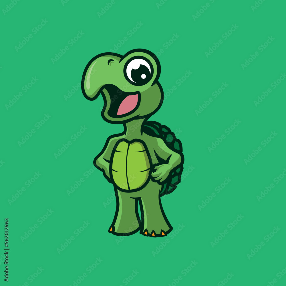Turtle mascot with a happy face vector Turtle mascot with a happy face vector