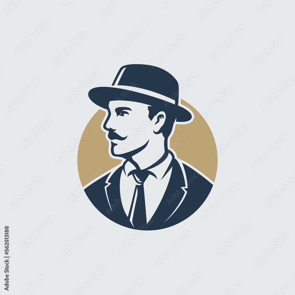 Gentleman, Mafia, Hipster Logo Design. Vector Illustration.