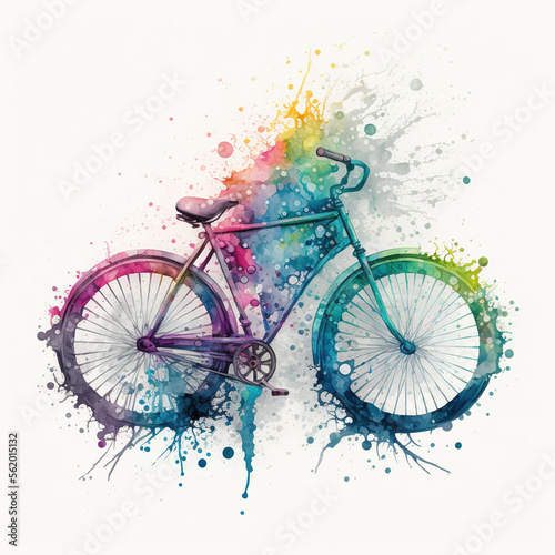watercolor bike, Generative AI