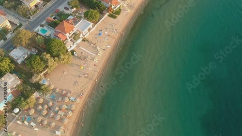 Aerial drone shot in the Thasos island Skala Sotiros Greece during summer season photo