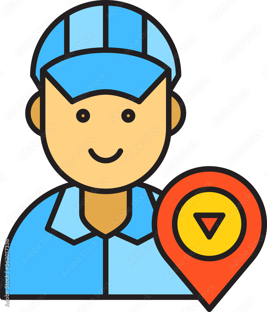Delivery Man and Pin Icon
