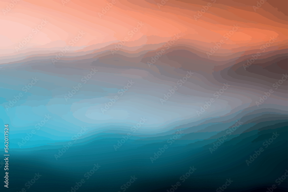 Obraz premium abstract contour blended grunge effect blue green orange gray gradient background digital illustration