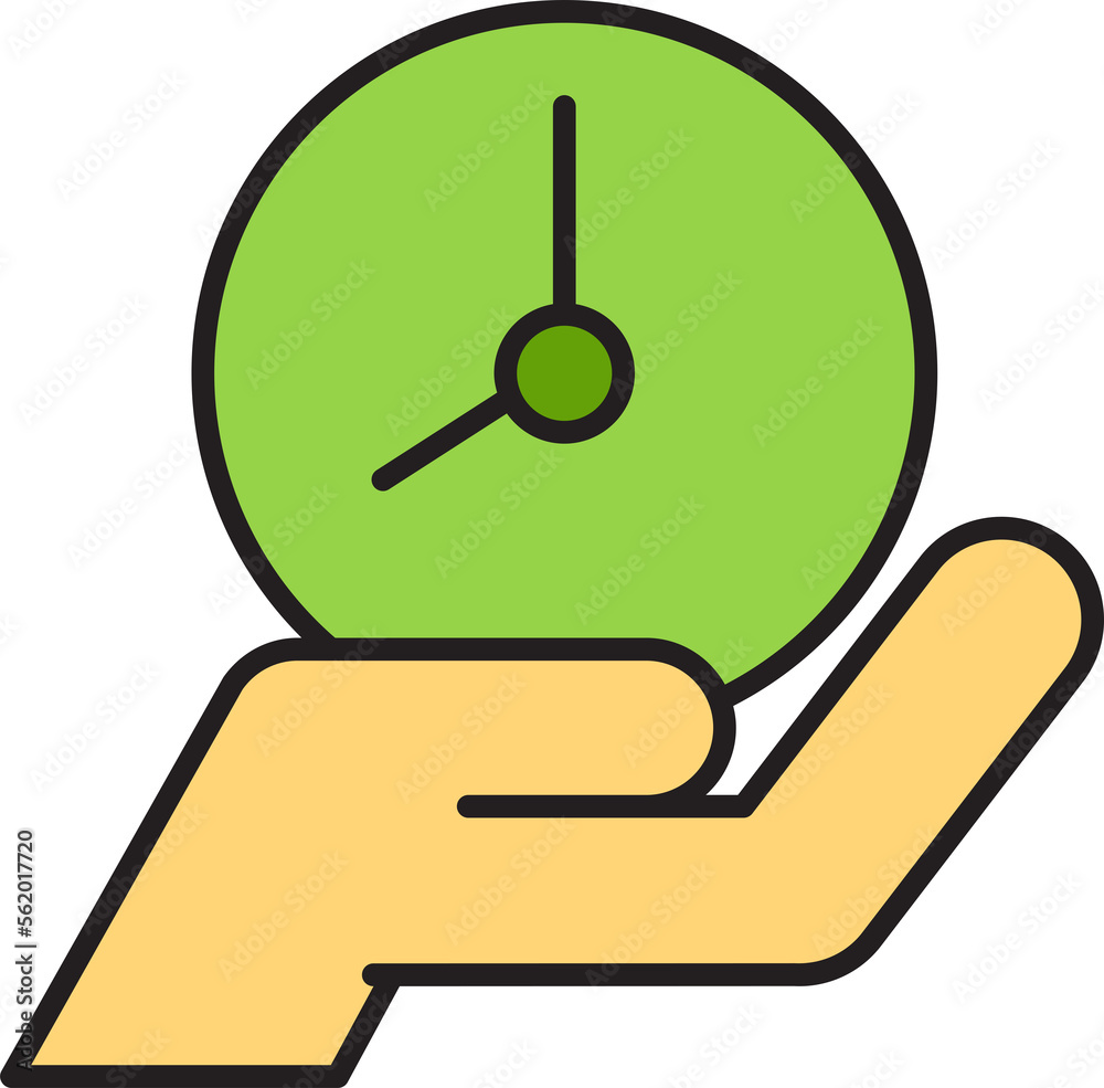 Clock on Hand Icon
