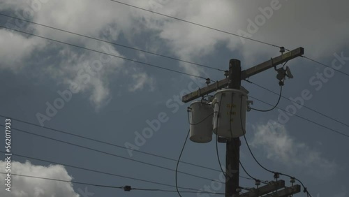 Time Lapse of a Urban Power Lines  in Los Angeles With a Raven Crow Bird Hanging out on a pole