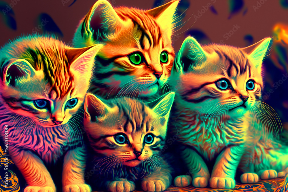 Colorful cats. Generative AI Colorful cats. Generative AI