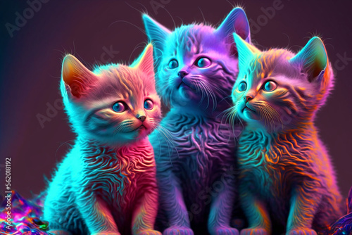 Colorful cats. Generative AI 