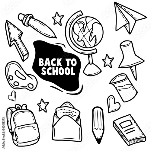 hand drawn back to school icons set