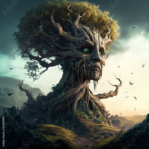 A fabulous tree with human features. High quality illustration