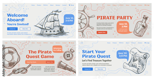 Landing page set for pirate party promotion