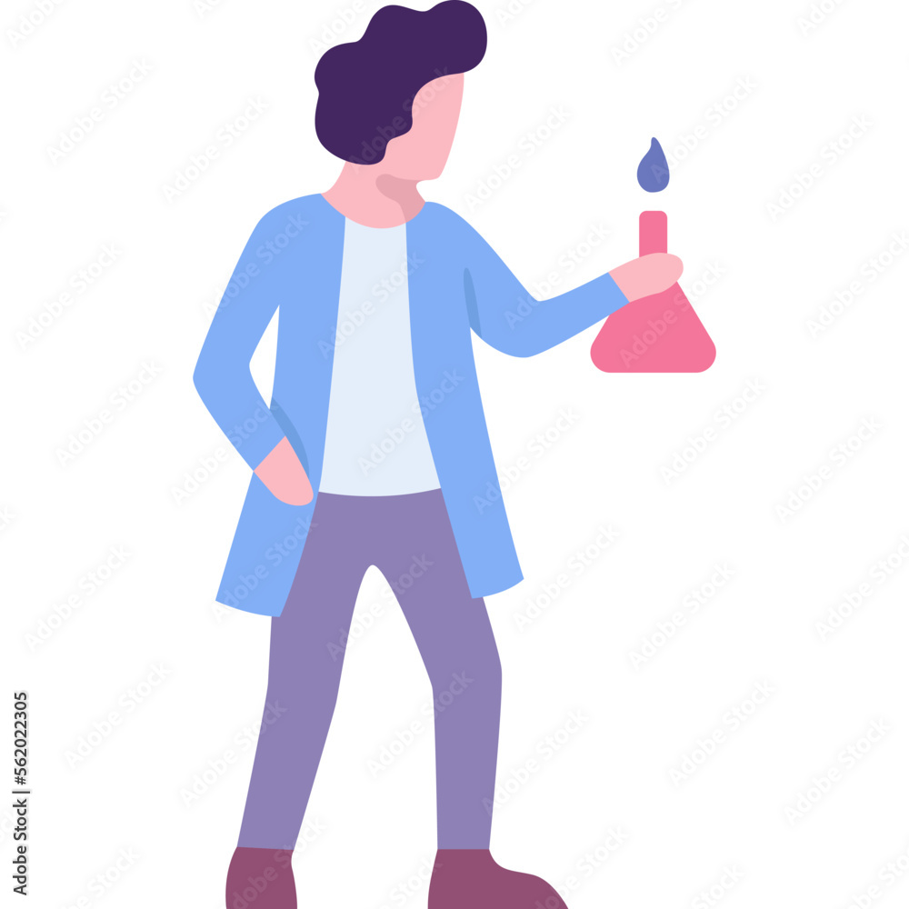 Scientist with chemical flask vector icon isolated Scientist with chemical flask vector icon isolated
