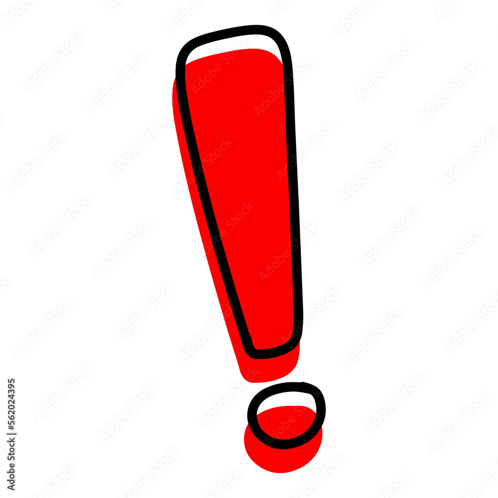 Doodle sketch style of Hand drawn exclamation point vector illustration.