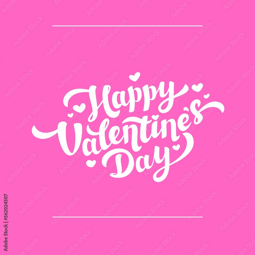 happy Valentines day text style, text style of happy Valentines day typograph on pink background