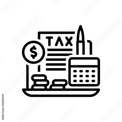 Black line icon for fiscal